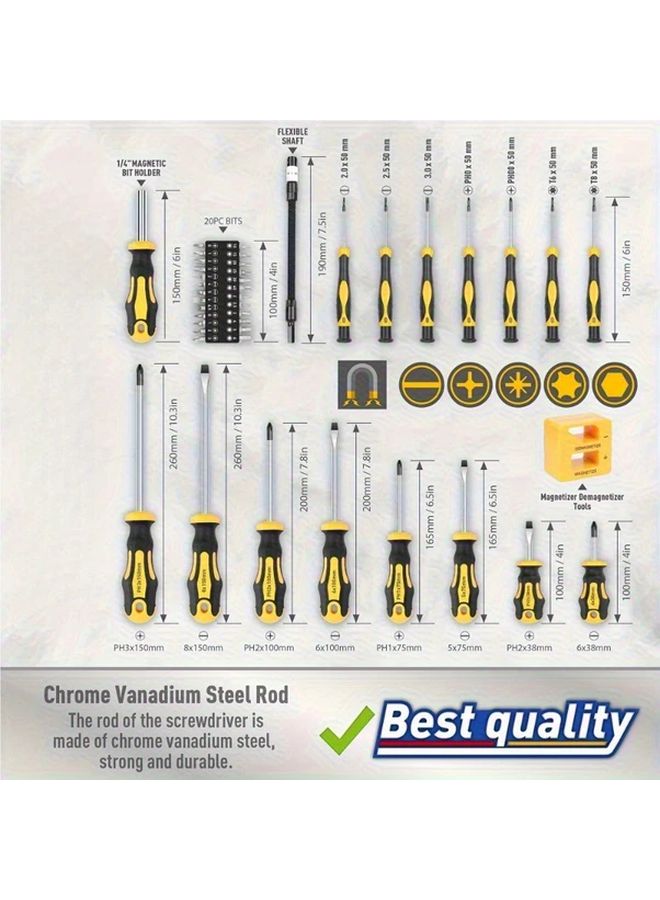 1 Box Professional Magnetic Screwdriver Set Torx Phillips Hex Keys Impact Resistant Case - Image 5