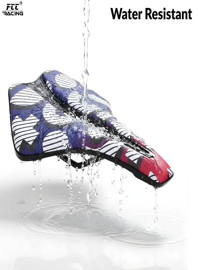 FCCRACING FCC Racing Comfortable Bicycle Printed Saddle | PU Leather Shock-Absorbing Seat | Lightweight Cycle Saddle - Style 10 - Image 4