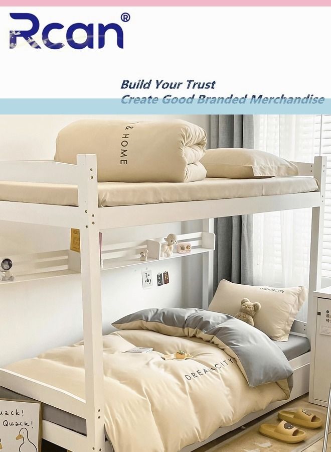 Rcan 3 Piece Set Children Student School Dormitory Embroidery Design Duvet Cover Set Single Bed Kid's Polyester Bedding Set Boy Girl 150x200cm - Image 2