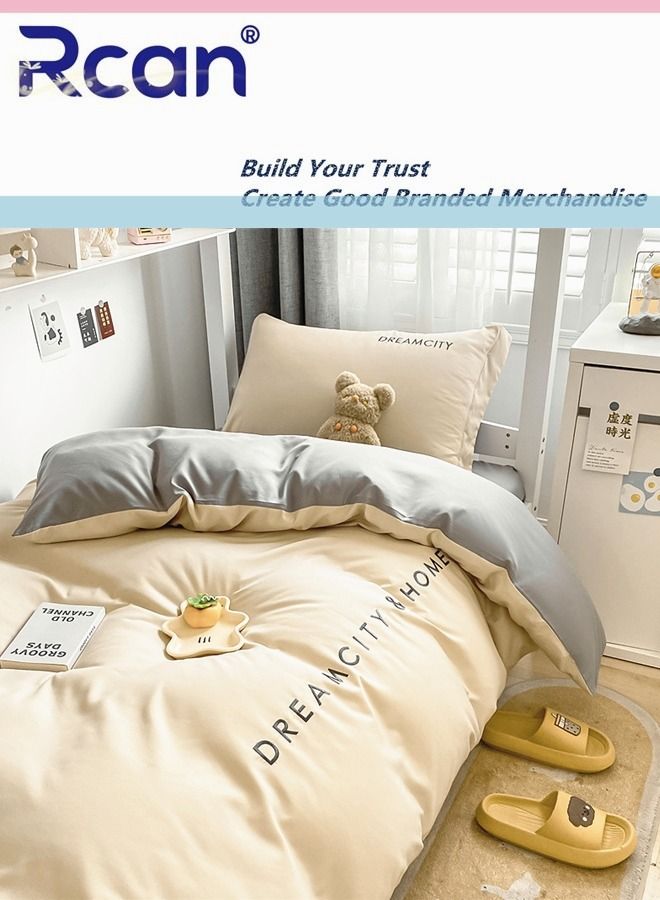 Rcan 3 Piece Set Children Student School Dormitory Embroidery Design Duvet Cover Set Single Bed Kid's Polyester Bedding Set Boy Girl 150x200cm - Image 1