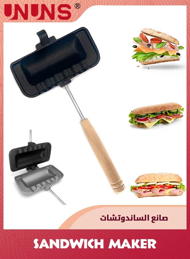 UNUNS Breakfast Sandwich Maker,Hot Dog Toaster,Egg Panini Press Pan,Nonstick Sandwich Skillet With Removable Handle - Image 1