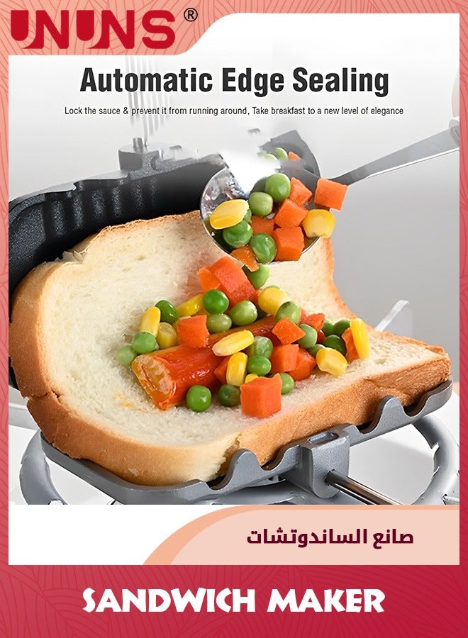 UNUNS Breakfast Sandwich Maker,Hot Dog Toaster,Egg Panini Press Pan,Nonstick Sandwich Skillet With Removable Handle - Image 2