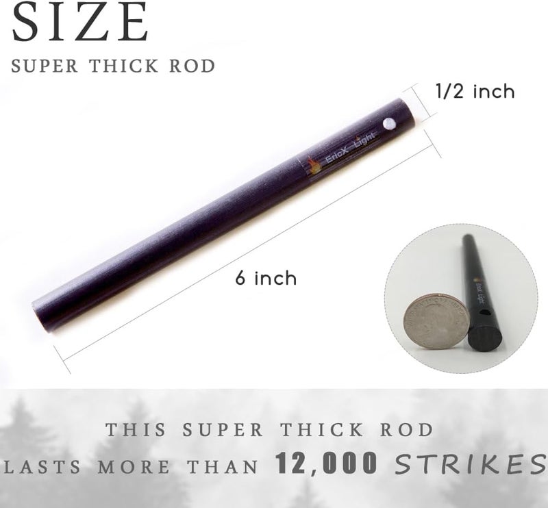 EricX Light 2 PCS 1/2 Inch X 6 Inch Ferrocerium Rod Flint Fire Starter, Super Thick Rod Provide You A Decent Shower of Sparks, Drilled A Lanyard Hold Great for DIY Your Own Survival Kit - Image 2