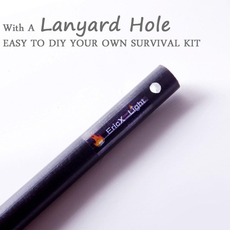 EricX Light 2 PCS 1/2 Inch X 6 Inch Ferrocerium Rod Flint Fire Starter, Super Thick Rod Provide You A Decent Shower of Sparks, Drilled A Lanyard Hold Great for DIY Your Own Survival Kit - Image 4
