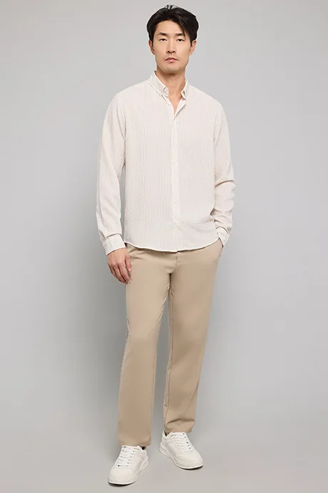 أر أند بي Striped Shirt with Button-Down Collar and Long Sleeves