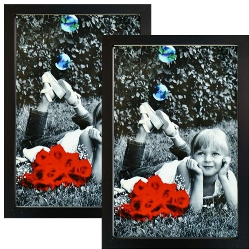 Tasse Verre 8x12 Picture Frames (2-Pack) - HIGH Definition Glass Front Cover - Displays 8" by 12" Picture Frame- Vertical or Horizontal and Comes Ready to Hang. 8x12 Frame Poster - Image 1