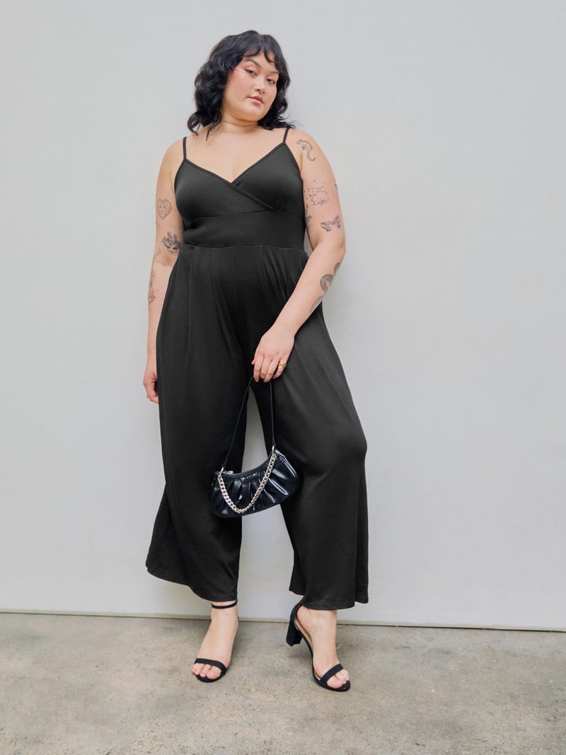 CIDER Plus Size Jumpsuits for Curvy Women V Neck Sleeveless Spaghettis Strap Wide Leg Overalls Casual Summer Outfits - Image 4