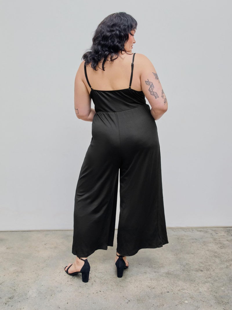 CIDER Plus Size Jumpsuits for Curvy Women V Neck Sleeveless Spaghettis Strap Wide Leg Overalls Casual Summer Outfits - Image 5