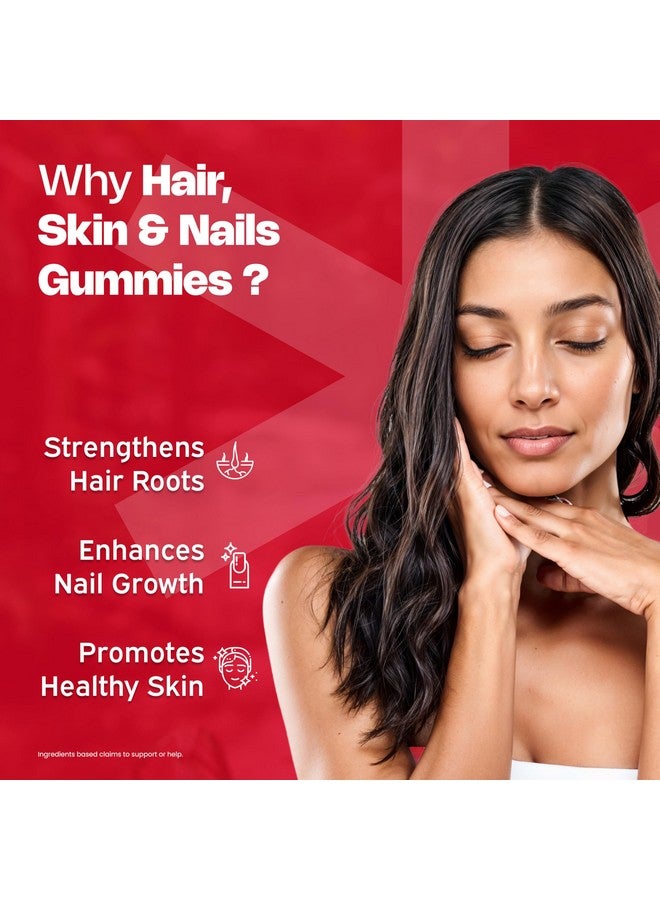 Nutriburst Biotin Gummies for Healthy Hair, Skin & Nails Growth | With High Potency 10000 mcg of Sesbania Extract Natural Biotin,Folic Acid & Multivitamins, No-Added Sugar, Strawberry Flavor|60 Gummy