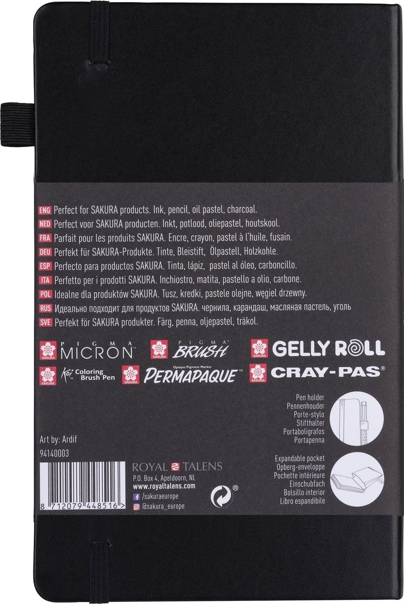 Sketchbook Hard Cover Sketch Drawing Book Black Sheets 140 gr 80 Sheets 13 x 21 cm