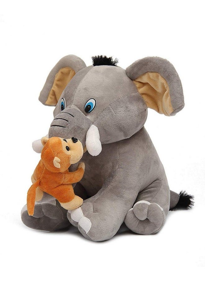 CLICK4DEAL CLICK4DEAL Soft Toys Long Soft Lovable hugable Cute Giant Life Size Animal Toy (ELEPAHNT with Monkey, Grey)  - Image 2