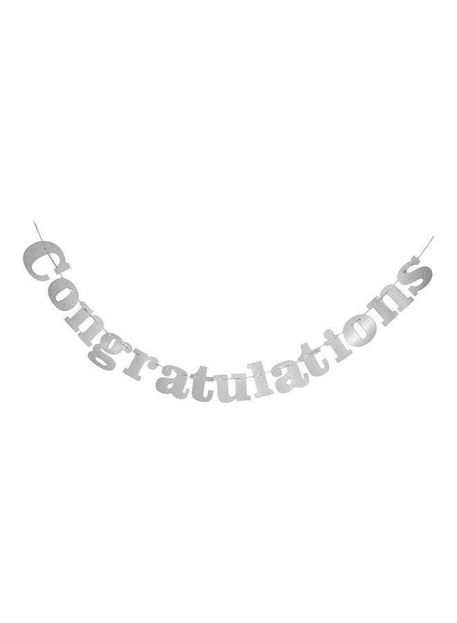 NIBEMINENT Glittery Congratulations Silver Banner - Image 1