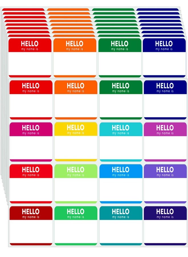Zacool Name Tag Stickers (3"x 2") Peel and Stick Name Tag Labels Hello My Name is Nametags Stickers Colorful Name Badge Labels for Themed Party Family Home School Office Conferences 160 Pcs - Image 1