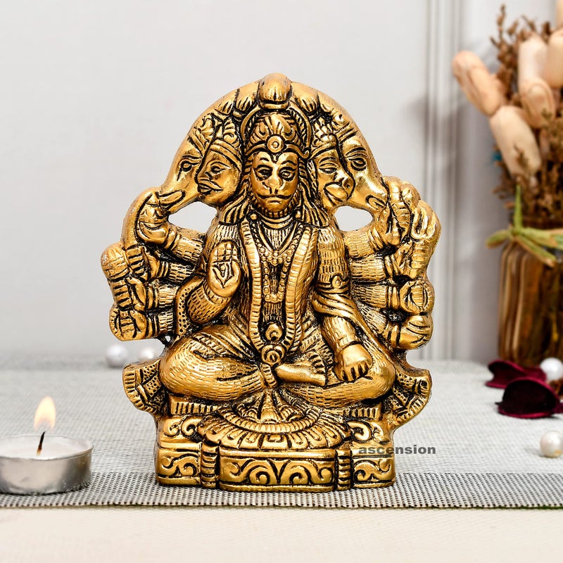 ascension Hanuman ji Panchmukhi Hanuman Murti Bajrangbali Murti Religious Idol for Pooja Room & Decor Your Home Office Hanuman Idol Statue Panchmukhi Hanuman Ji for Wall Hanging - Image 5