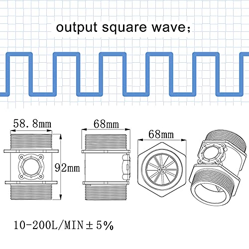 DIGITEN G2 2 inch Water Flow Hall Sensor Switch Meter Flowmeter Control 10-200L/min - Image 5