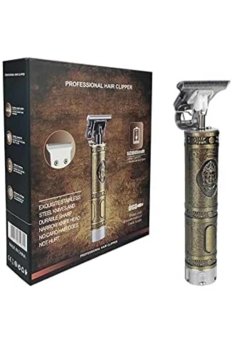 Divine Quest JN SUPPLIER Professional Hair Clipper Vintage Design 1500mAh Cordless Trimmer with Stainless Steel Blades Bronze - Image 1