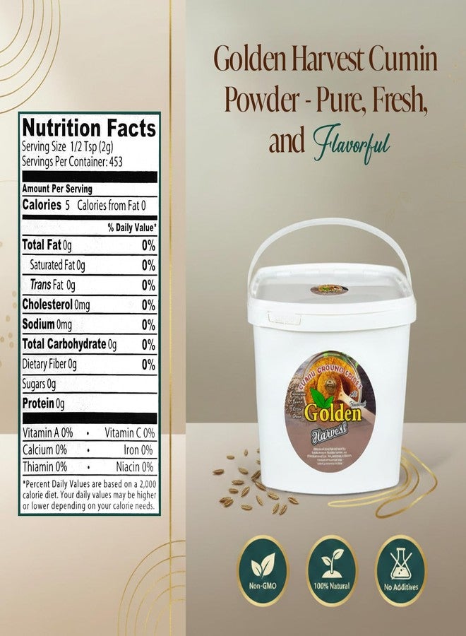 Golden Harvest Ground Cumin Powder - Non GMO, Earthy & Spicy Flavor - Ideal Cumin Seasoning for Marinades, Dry Rubs, Soups & Stews - Made from Premium Whole Cumin Seed, Bulk Packaging, 5 lbs (2.26kg) - Image 2