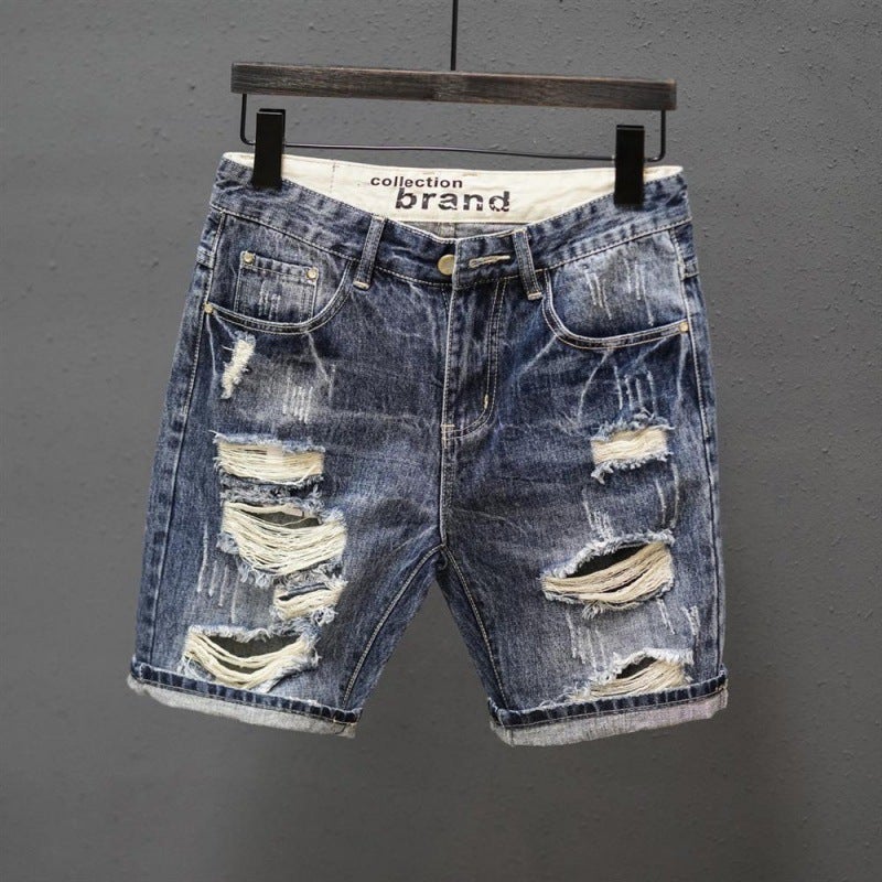Retro Distressed Jeans Shorts Men Summer Casual Trend T713 