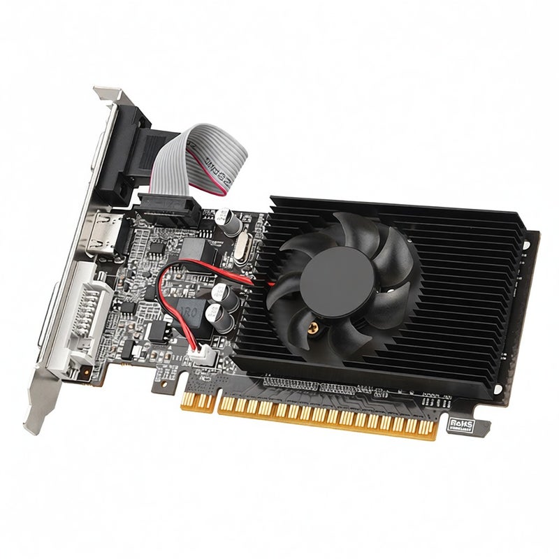 Gaming Graphics Card: Black, 1GB GDDR3, 64-bit Bandwidth - Silent Cooling Fan, Excellent Heat Dissipation, High-clear Video Output for PC Office, Movie Watching, Daily Use - Image 1