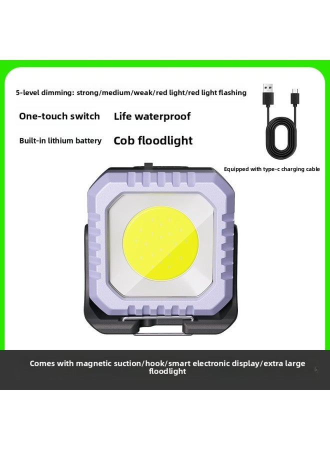 Loquat Multi-function Portable Lamp Digital Display Led Magnet Adsorption Usb Charging Work Light Hanging Camping Light-Color:G1 - Image 1