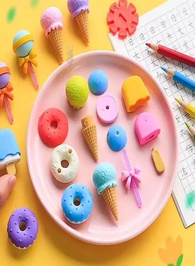 ASFunClub FunClub Cute Cartoon Mini Eraser Merry Christmas Stationery Gift for Kids Kawaii Stationary for Kids Christmas Gifts School Stationery Kit Stationary Set School Gift-Pack of 8 Ice-Cream+Candy Eraser - Image 4