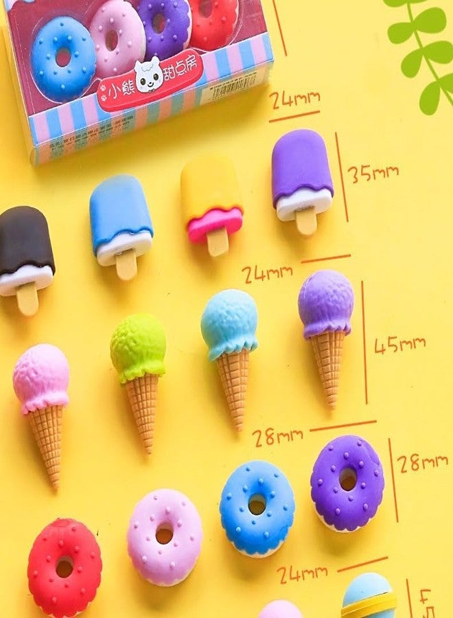 ASFunClub FunClub Cute Cartoon Mini Eraser Merry Christmas Stationery Gift for Kids Kawaii Stationary for Kids Christmas Gifts School Stationery Kit Stationary Set School Gift-Pack of 8 Ice-Cream+Candy Eraser - Image 5