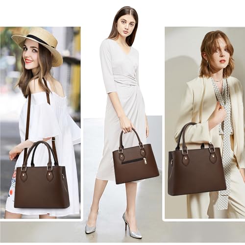 CHICAROUSAL Purses and Handbags for Women Leather Crossbody Bags Women's Tote Shoulder Bag (CC Coffee) - Image 4