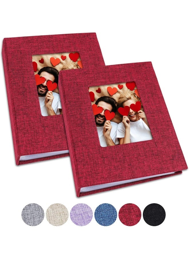 Vienrose Small Photo Album 4x6 Photos, 2 Pack Linen Cover Mini Photo Book, 26-Page Holds 52 Pictures, Artwork or Postcards Storage for Baby - Image 1