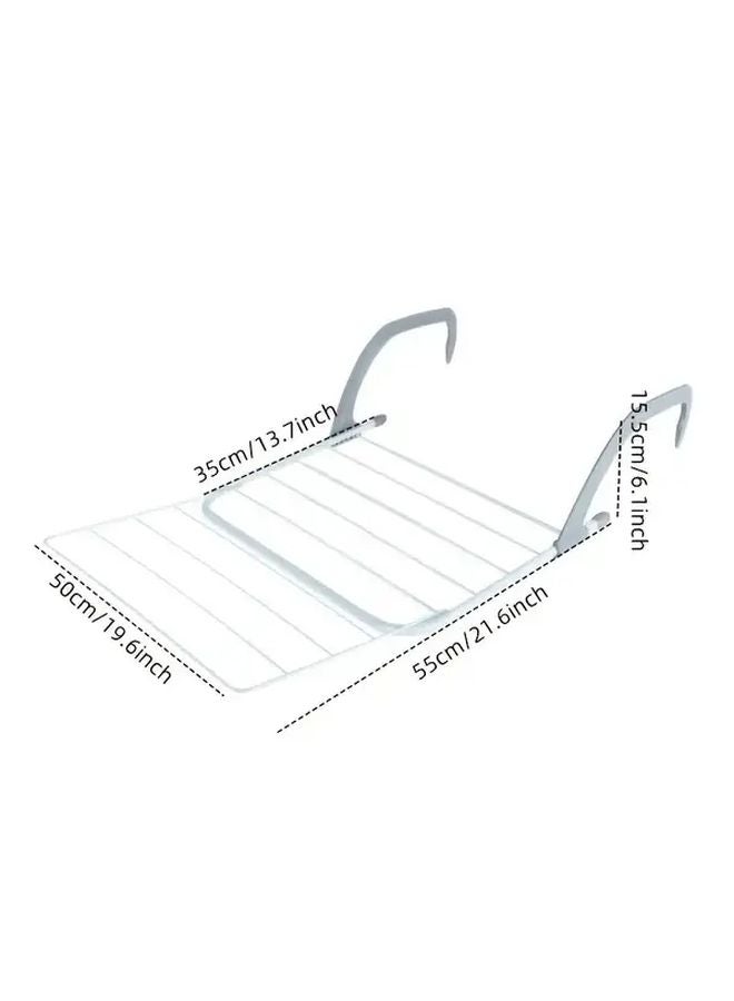 White Foldable Stainless Steel Clothes Drying Rack with Hooks Storage Organizer - Image 5