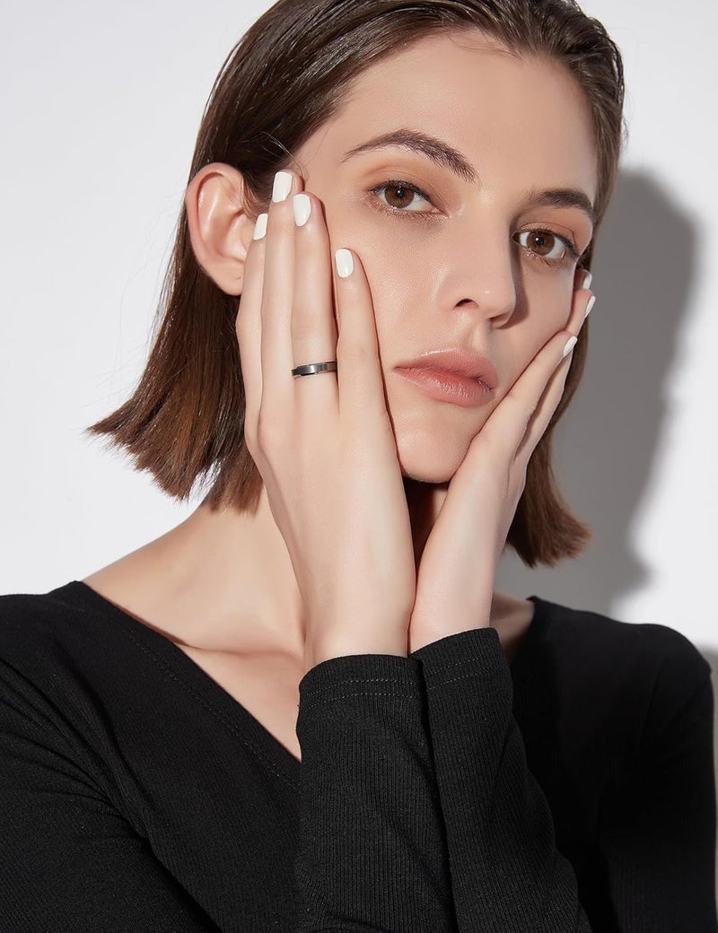 Greenpod 4MM 6MM 8MM Tungsten Carbide Engagement Ring Brushed Beveled Edge Polished Silver Wedding Band for Men Women Engraved I Love You Always & Forever Size 4-15 - Image 3