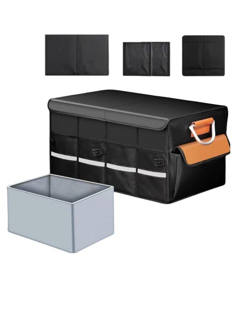 KASTWAVE Car Trunk Organizer, Large Collapsible Trunk Organizer with Waterproof bag, Car Trunk Organizer with Lid, Adjustable Straps and Non Slip Bottom, for SUV Auto Truck Van, Black - Image 1