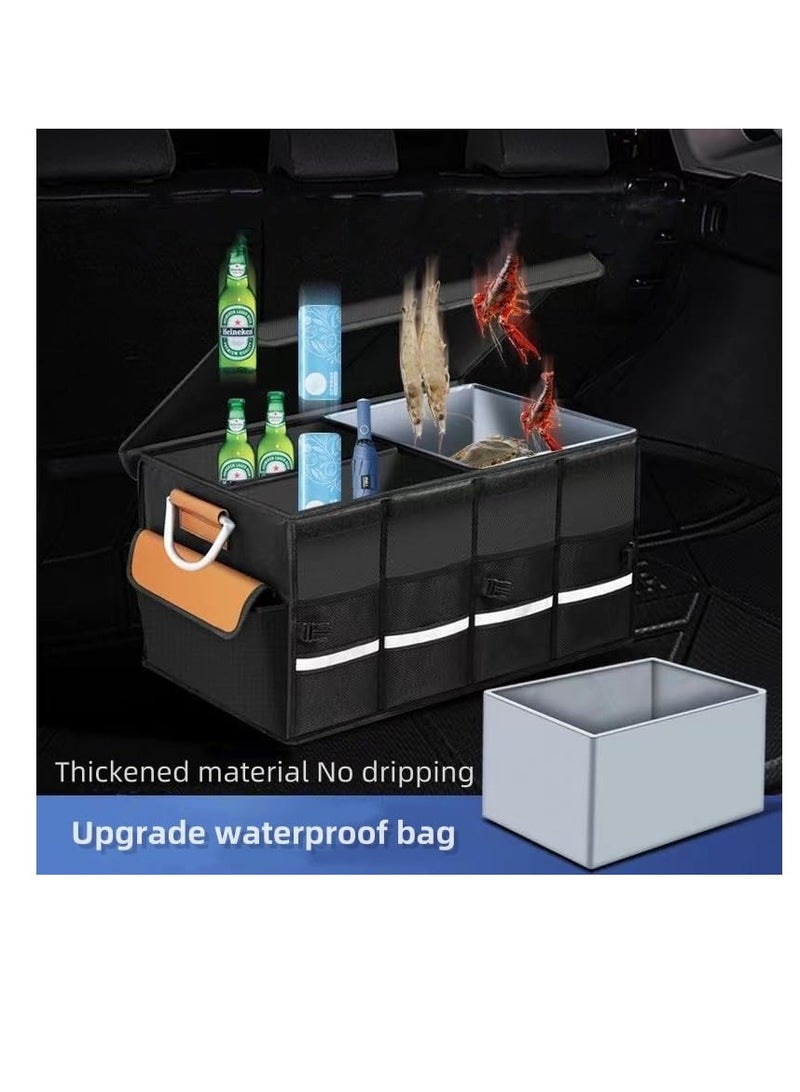 KASTWAVE Car Trunk Organizer, Large Collapsible Trunk Organizer with Waterproof bag, Car Trunk Organizer with Lid, Adjustable Straps and Non Slip Bottom, for SUV Auto Truck Van, Black - Image 5