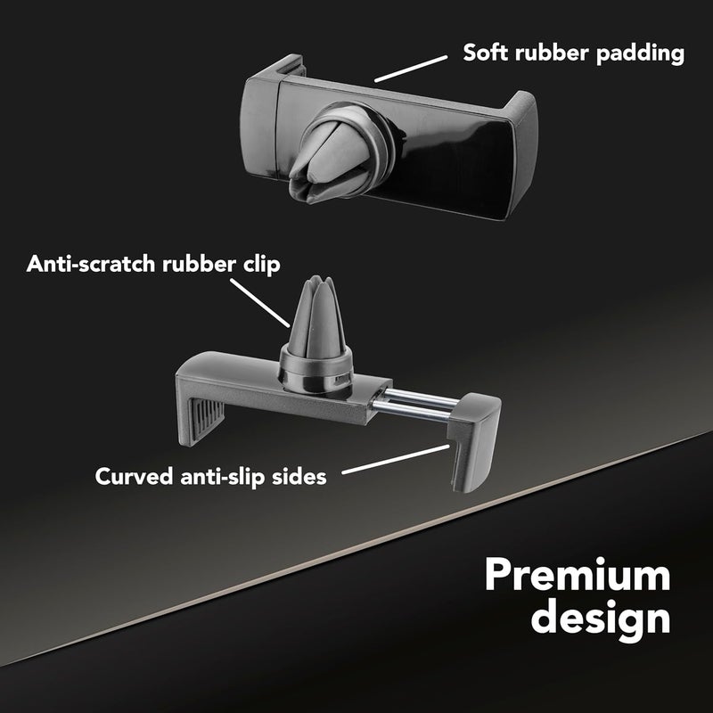 Cellularline Air Vent Car Phone Holder, 360° Rotating Smartphone Mount with Secure Two-Side Grip, Compact Universal In-Car Holder - Image 2