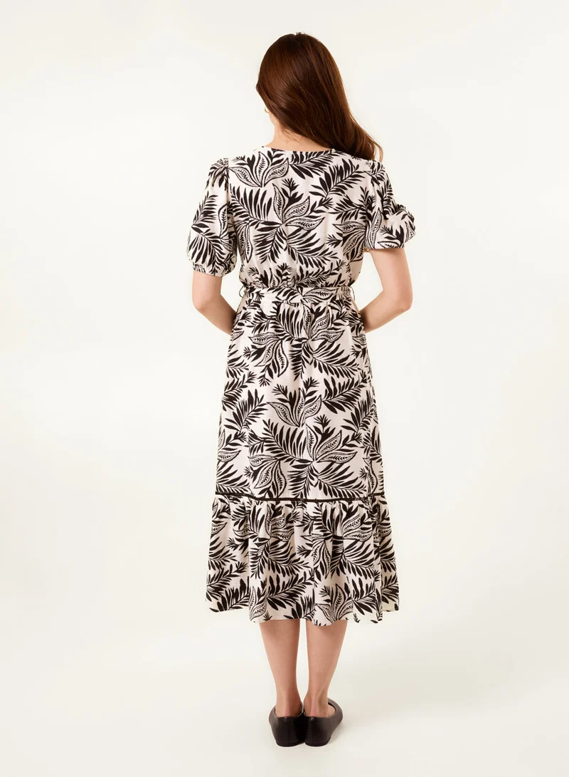 بلو فانيلا فستان قميص ميدي بأزرار جوز الهند