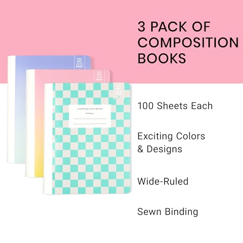 Yoobi Wide Ruled Composition Notebook Set – 3-Pack of Kids 1 Subject Notebooks, Bright Allover Print Designs – 100 Sheets Each, For School, Office & Home – 9.75” x 7.5” - Image 2