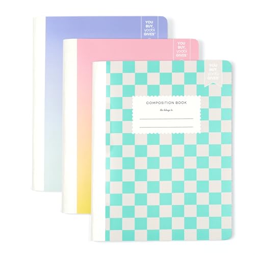 Yoobi Wide Ruled Composition Notebook Set – 3-Pack of Kids 1 Subject Notebooks, Bright Allover Print Designs – 100 Sheets Each, For School, Office & Home – 9.75” x 7.5” - Image 1
