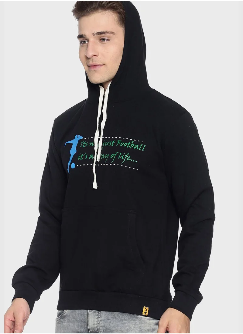 Campus Sutra Front Pocket Printed Hoodie