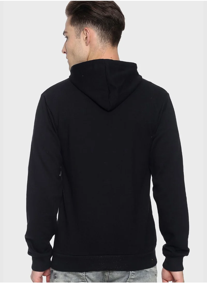 Campus Sutra Front Pocket Printed Hoodie