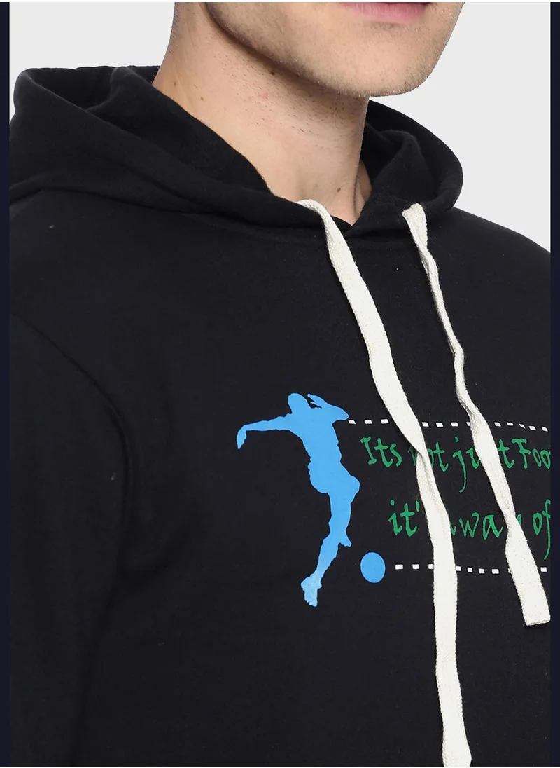 Campus Sutra Front Pocket Printed Hoodie