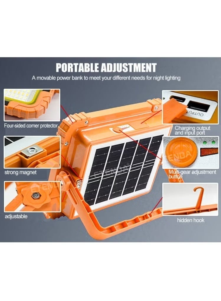 ETENDA Solar-Powered Dual-Color Portable Camping Floodlight - Camping Atmosphere Expert & Industrial-Grade Emergency Light | IP66 Waterproof + Emergency Phone Charger + Strong Magnetic Hanging | Essential for Camping/Home Emergency Use - Image 2