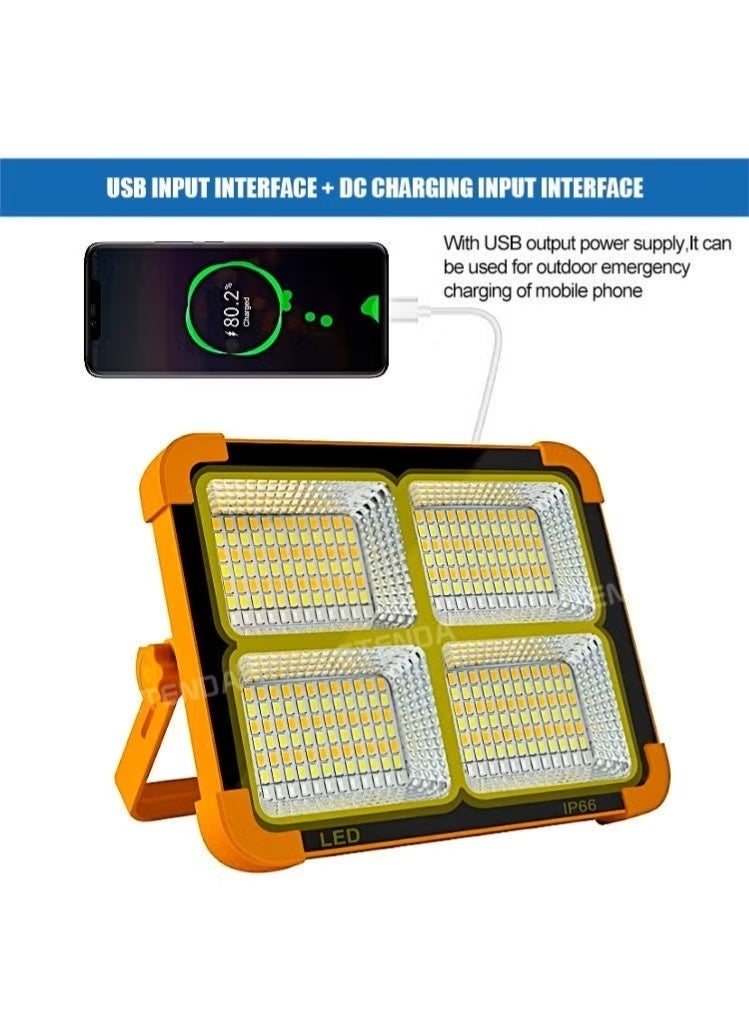 ETENDA Solar-Powered Dual-Color Portable Camping Floodlight - Camping Atmosphere Expert & Industrial-Grade Emergency Light | IP66 Waterproof + Emergency Phone Charger + Strong Magnetic Hanging | Essential for Camping/Home Emergency Use - Image 4