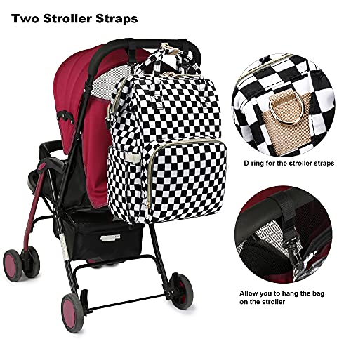 Yusudan Diaper Bag Backpack for Baby Boys Girls, Waterproof Large Nappy Bags for Mom & Dad (Checkered) - Image 5