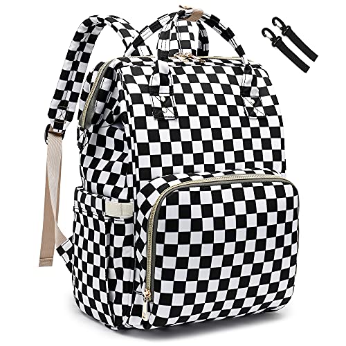 Yusudan Diaper Bag Backpack for Baby Boys Girls, Waterproof Large Nappy Bags for Mom & Dad (Checkered) - Image 1