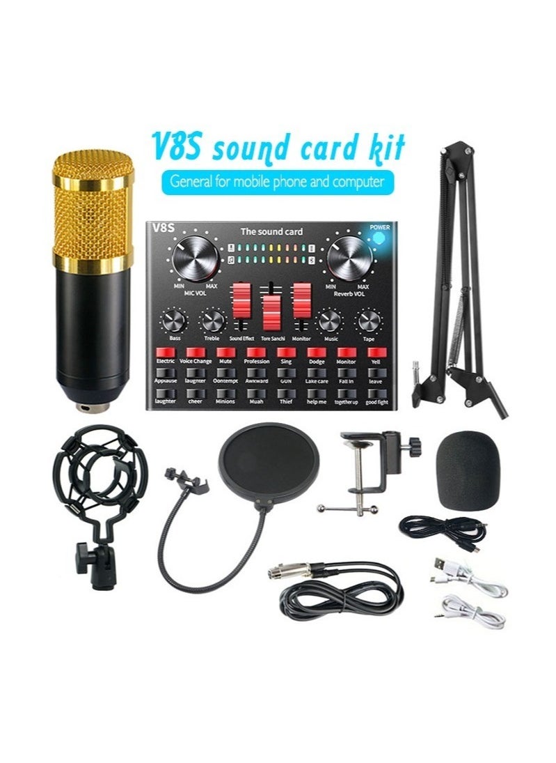 Generic Adjustable Recording Condenser Microphone Kit with V8 – Studio Quality Microphone with Mixer for Streaming, Podcasting, and Recording  - Image 1