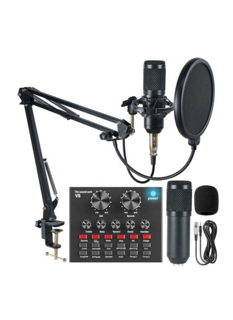 Generic Adjustable Recording Condenser Microphone Kit with V8 – Studio Quality Microphone with Mixer for Streaming, Podcasting, and Recording  - Image 2