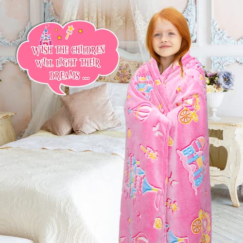 BORORO Twin Size Blanket for Bed Couch, Pink Princess Castle Blanket for Girls, Princess Castle Room Decor for Toddler Kids Girls Women 60x80 Inches - Image 5
