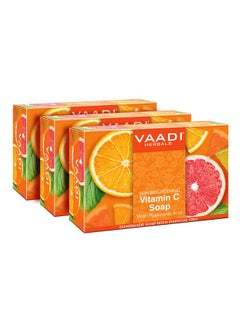 VAADI HERBALS Vitamin C Face & Body Soap | Extracts Of Natural Ingredients | For Skin Brightening, Anti-Ageing Effect (75 Gms X 3) 