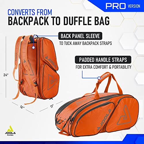 JOOLA Tour Elite Pro Pickleball Bag – Backpack & Duffle Bag for Paddles & Pickleball Accessories – Thermal Insulated Pockets Hold 4+ Paddles - Includes Fence Hook Orange/Gray - Image 3