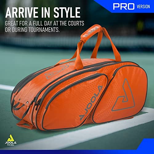 JOOLA Tour Elite Pro Pickleball Bag – Backpack & Duffle Bag for Paddles & Pickleball Accessories – Thermal Insulated Pockets Hold 4+ Paddles - Includes Fence Hook Orange/Gray - Image 4