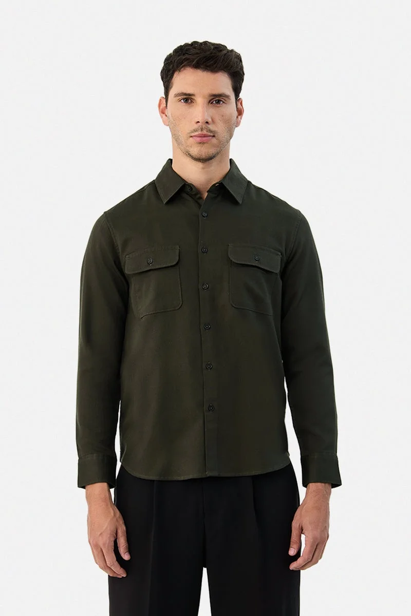 سنيتش Linen Blend Regular Fit Double Pocket Shirt